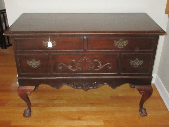 Lane Cedar Chest "Brewster" Colonial Low-Boy Chippendale Style Ball & Claw Feet