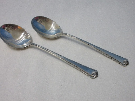 2 Rogers International Sterling Moonbeam Pattern Silverware Round Bowl Soup/Cream Spoons