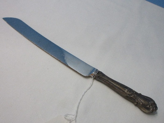 Web Sterling Silver Handle Cake Knife Floral Scroll Design w/ Stainless Blade