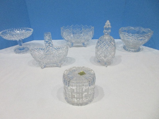 Lot - Lead Crystal 4 1/4" Compote, Footed Basket
