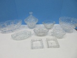 Lot - Crystal/Pressed Glass NuCut Hobstar Pattern Dish