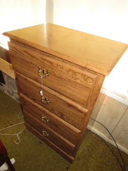 Wooden Standing 4 Drawer Dresser w/ Brass Pulls