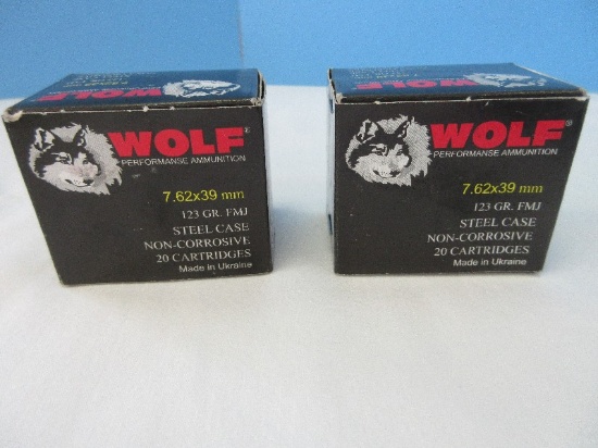 2 Boxes Wolf Steel Case 123 Grain Full Metal Jacket 7.62x39mm Ammo Cartridges Bullets