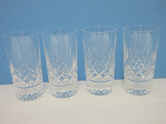 Set - 4 Waterford Crystal Lismore Pattern Vertical Cut Design Highball Glasses
