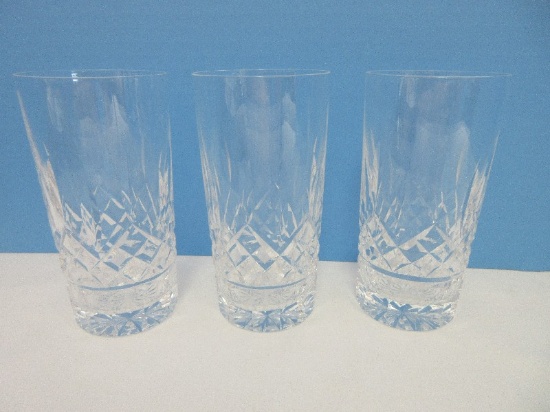 Set - 3 Waterford Crystal Lismore Pattern Vertical Cut Design Highball Glasses