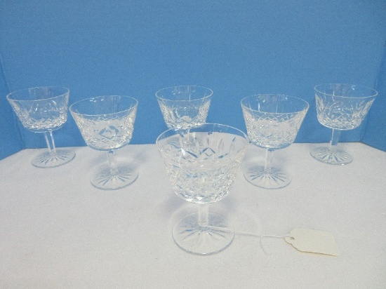 Set - 6 Waterford Crystal Lismore Pattern Vertical Cut on Bowl Design Multisided Stems