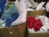 Huge Fabric Lot - Pillows, Stuffing, Cloths, Fabrics, Etc. on Wood Pallet w/ 4 Boxes