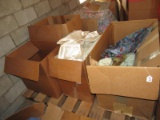 Fabric Lot - Misc. Fabrics Various Colors/Designs in 4 Boxes on Wood Pallet