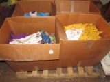 Fabric Lot - Misc. Fabrics Various Colors/Designs in 4 Boxes on Wood Pallet