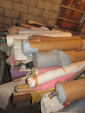 Lot - Fabric Rolls Various Lengths/Designs on Wood Pallet