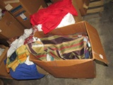 Fabric Lot - Misc. Fabrics, Designs, Colors, Etc. in 3 Boxes on Wood Pallet