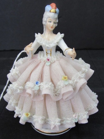 Vintage Reine Handarbeit Dresden Victorian Woman Décor Porcelain Pink Dress