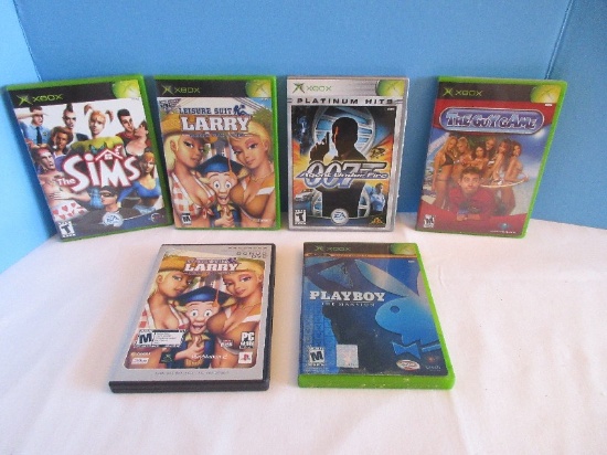 6 Xbox Video Games The Sims, Leisure Suit Larry, Playboy The Mansion