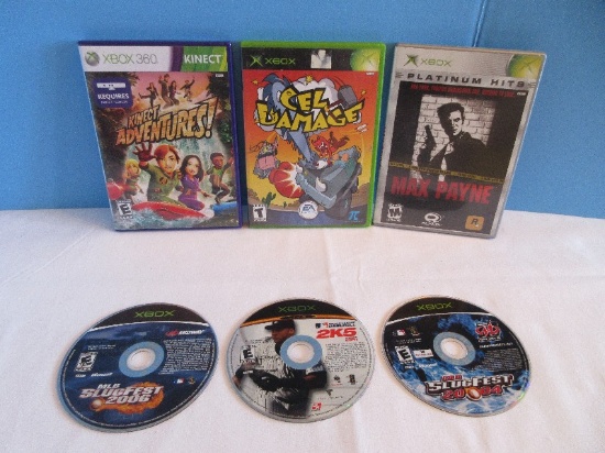 Lot - 5 Xbox Video Games Platinum Hits Max Payne, Cel Damage, MLB Slugfest '06, '04, 2K5