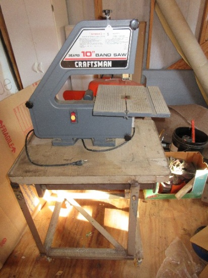 Sears Craftsman 10" Band Saw w/ Metal Frame Table & Drawer