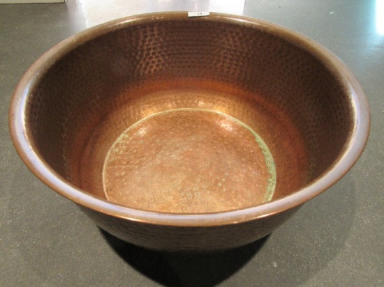 Wide Hand Beaten Copper Bowl