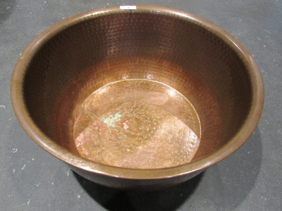 Wide Hand Beaten Copper Bowl