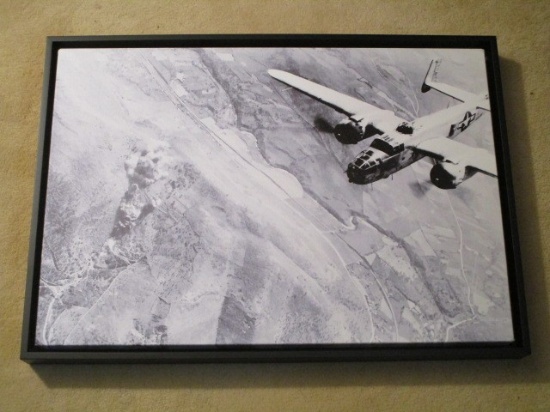 Black Frame Wall Mounted Canvas Print Bomber Scene