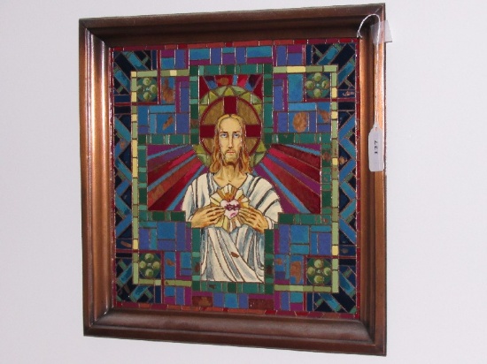 Colorful Jesus Picture/Wall Art in Wooden Frame/Matt Antique Bronze Patina