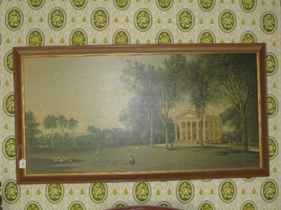 Victorian Park Scene Picture Print in Gilted Trim Wooden Frame/Matt