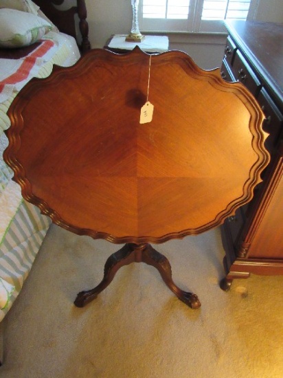 Johnson-Handley-Johnson Co. Dark Wooden Side Table Folding Scalloped Body