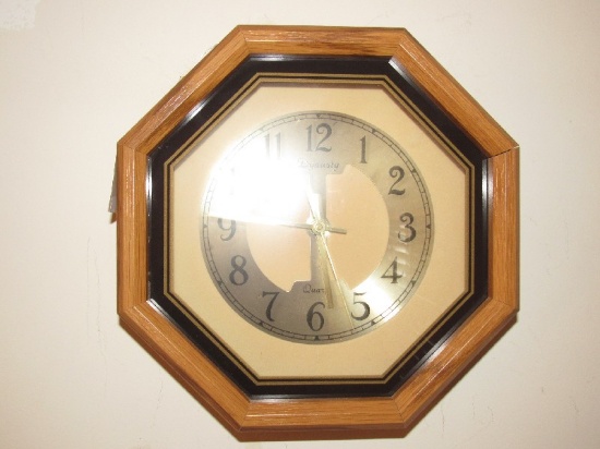 Dynasty Quartz Hexagonal Wall Mounted Clock in Wood Frame