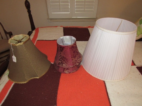 4 Lampshades, 2 Red Ornate Pattern, 1 Gilted, 1 White