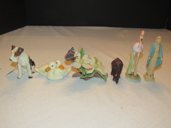 Misc. Lot - Ceramic Dog, Goebel Ducks, Flamingo Dogwood, Etc.