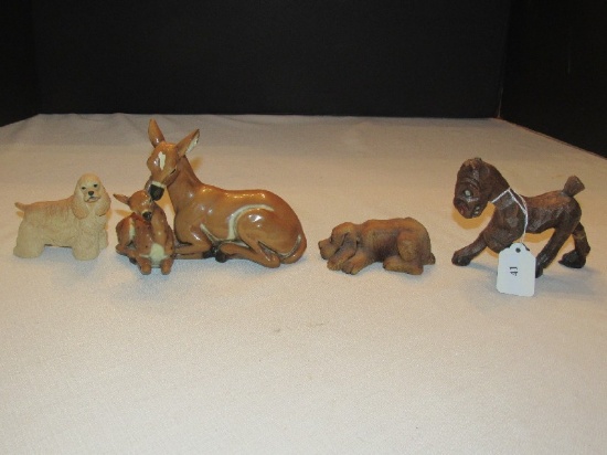Misc. Lot - Ceramic Dogs, Deer/Fawn, Etc.