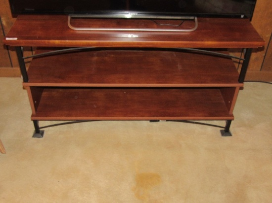 3-Tier Wooden/Black Metal TV Stand Curved Sides