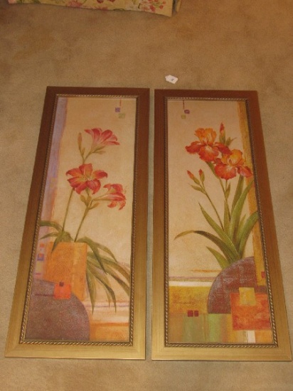 Fall Colored Floral Picture Print in Rope Trim Gilted Frame/Matt