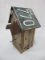 Primitive Folk Art Style Weathered Bird House w/ 1966 Mass. License Roof & Tin Porch Cover
