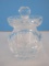 Lead Crystal Condiment Jar w/ Slotted Lid Vertical Cut Design