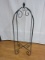 Black Metal Scrollwork Design Folding Hanging Basket Plant Stand w/ Top Finial