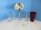 Lot - Misc. Glass Vases & Bottle Clear/Ruby Colors