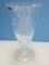 Lead Crystal 2 Piece Hurricane Candle Stick Holder Criss-Cross w/ Vertical Cut Pattern