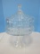 Elegant Godinger Crystal Olympia Pattern Pedestal Domed Cake Plate Dramatic Spoke Design