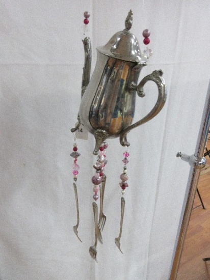 Whimsical Silverplated Teapot Community Flatware Wind Chime