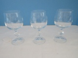 Set - 3 Crystal Goblets w/ Diamond Faceted Orb Stem