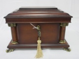 Bombay Co. Mahogany Finish Keepsake Chest Grecian Columns Accent, Scroll Feet w/ Lock