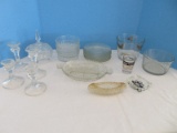 Lot - Vintage Glass Gregory's Laundry Cleaners Ice Bucket w/ Locations