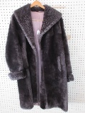 Vintage Ladies Winter Coat Faux Curly Lamb Style Collar & Cuffs