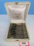 Set - 12 Christofle France Marly Silverplate Satin Handle Demitasse Spoons