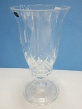 Lead Crystal 2 Piece Hurricane Candle Stick Holder Criss-Cross w/ Vertical Cut Pattern
