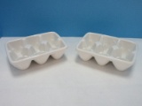 Pair - Williams-Sonoma 6 Egg Crate White Carton Holder