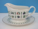 Royal Doulton Fine China Tapestry Gray/Sauce Boat w/ Attached Underplate