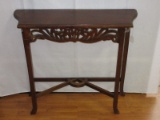 Walnut Entry Hall/Console Table w/ Intricate Carved Pierced Apron