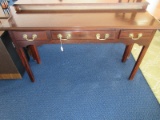 Mahogany Finish Chippendale Style Console/Sofa Table w/ 3 Dovetailed Drawers