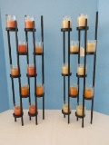 Pair - Contemporary Modern Black 10 Light Votive Candle Wall Décor Sconces