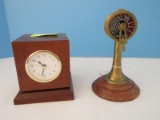 Lot - Unique Clock/Thermometer/2000-2039 Calendar & Inch/Metric Converter Wood Case